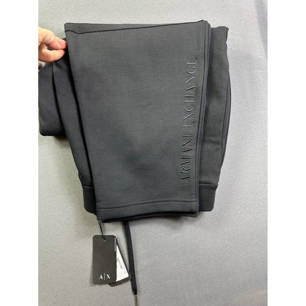 Armani Exchange Men's Black Pique Tapered Trousers XL 6KZPFP ZJ6MZ New - Picture 1 of 15